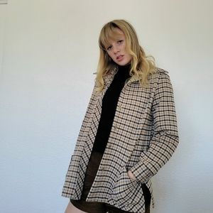 Vintage 1970s Womens Plaid Jacket Dagger Collar